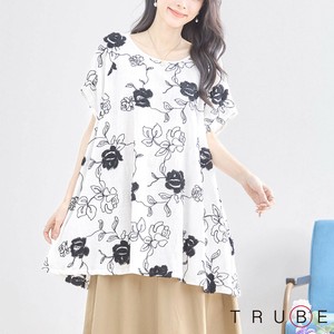 2025年新商品 T 恤/上衣 花朵 L尺寸 棉 长衫