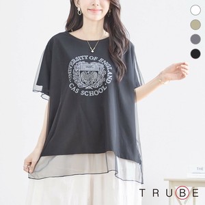 【2025新作】【M〜L】レイヤードチュールカレッジロゴTシャツ(N13-228)(5号店）FM5