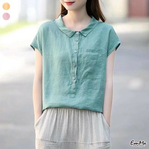 半袖カラーシャツ ハーフボタン  薄手 フレンチスリーブ カジュアル 襟付き  【2025SS】 ONA1022