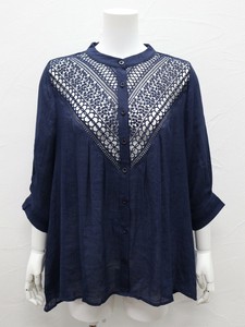 T-shirt Dolman Sleeve 3/4 Length Sleeve Band Collar Front Opening