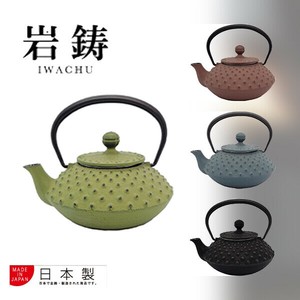 【日本製】南部鉄器　急須 3型平アラレ （若草/黒/チョコ/ダマン青） 0.35L