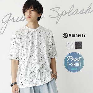 【2025年夏の新作】ドルマンスリーブ グランジスプラッシュ総柄 半袖 クルーネック Tシャツ／MinoriTY