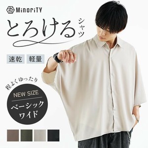 [MinoriTY] Button Shirt Dolman Sleeve Short Sleeve