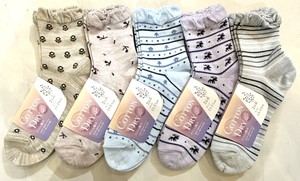 【大特価数量限定】特価婦人バンドル　クルーソックス2P　5柄込　メッシュ