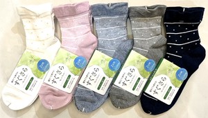 【大特価数量限定】特価婦人バンドル　クルーソックス2P　ドットBD柄　メッシュ