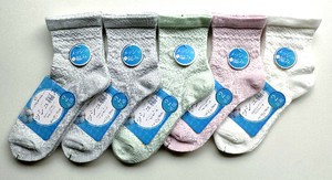 【大特価数量限定】特価婦人バンドル　クルーソックス2P　SP柄無地　メッシュ