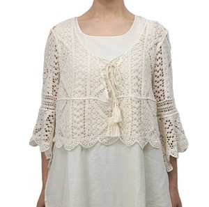 Bolero Jacket Summer Knit Ladies fashion Floral Pattern V-Neck Openwork