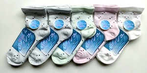 【大特価数量限定】特価婦人バンドル　クルーソックス2P　斜めドット　メッシュ
