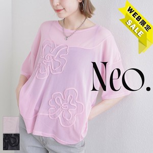 【セール価格】■Neo.■ 花コード刺繍 ルーズ シアー Tシャツ　◎WEB限定販売◎