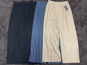 婦人さらさらプリーツ無地パンツ