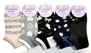 【大特価数量限定】特価婦人1P　ソックス　スニーカー　5柄込