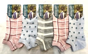 【大特価数量限定】特価婦人1P　ソックス　スニーカー　3柄　メッシュ