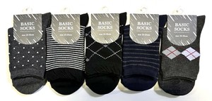 【大特価数量限定】特価婦人1P　クルー　ソックス　モノクロ　5柄