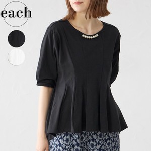 【each新作】ペプラムTシャツ オフィスカジュアルパール付き2025人気 2025SS each東京