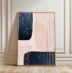 アートポスター【 抽象画ピンク&ネイビー 】サイズ豊富 アブストラクト abstract
