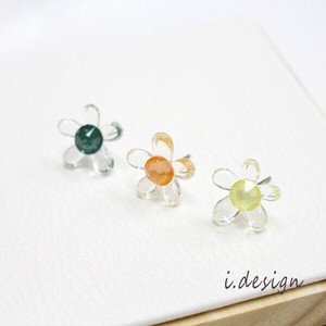 センタースワロフスキークリアお花ピアス