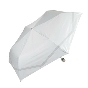 藤田屋 晴雨兼用折りたたみ傘  50cm 晴雨兼用丸手元 ボーダーリボン ホワイト SM-2551(KT)