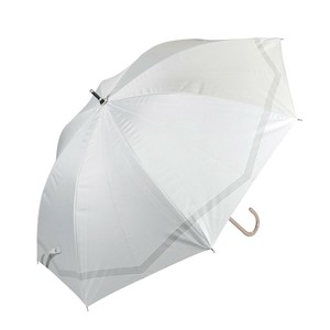 藤田屋 晴雨兼用長傘ショート  50cm 晴雨兼用ショート ボーダーリボン ホワイト SS-2551(KT)