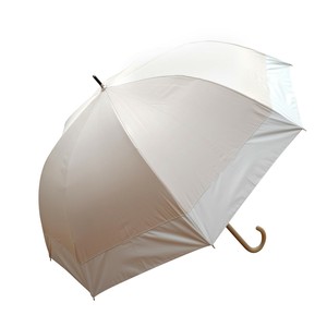 藤田屋 雨晴兼用婦人長傘  60cm 雨晴ドーム型 バイカラー切り継ぎ ベージュ×ホワイト UJ-2562(SH)