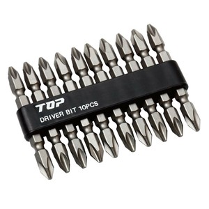 トップ工業(TOP) 電動ドリル用 ドライバビット10本組セット マグネット付 呼び寸法+No.2 DB2-6510