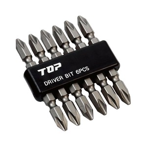トップ工業(TOP) 電動ドリル用 ドライバビット 6本組セット マグネット付 呼び寸法+No.2 DB2-6506
