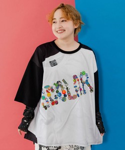 ロゴバッヂトリックアート柄Tシャツ