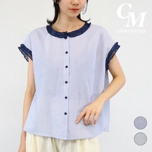 Button Shirt/Blouse Design Stripe Sleeveless