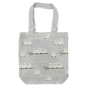 A4サイズ トートバッグ 　内ポケット付き　キノエダしまだ　シマエナガ　グレー　38×39