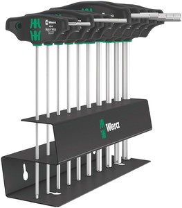 T型レンチセット HEX インチ メタルラック付 10本組