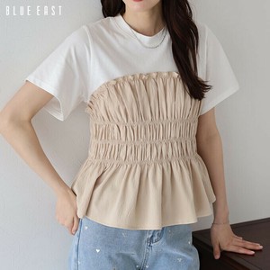 T 恤/上衣 针织衫 新颜色出品 抽褶 短袖 抹胸/紧身胸衣