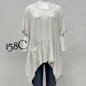 【イタリア製】158C フロント切替え・裾ポケット サイドヘムデザイン レーヨンカットソー
