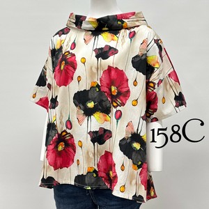 Button Shirt/Blouse Design Boat Neck Floral Pattern Cotton Made in Italy
