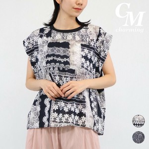 T-shirt Monotone Sleeveless Printed
