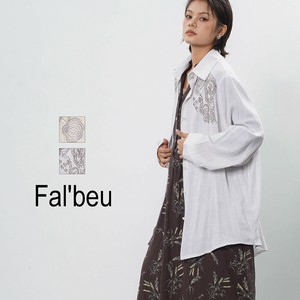 【新作】麻レーヨン　刺繍デザインロングシャツ　2柄展開
