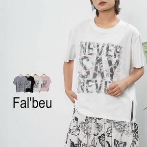 【新作】チュールドッキングデザインロゴTシャツ　裾ZIPデザイン　コットン　4色展開