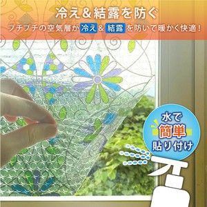 アストロ 窓ガラス 断熱 結露防止シート ステンドグラス風 3枚セット 断熱フィルム 623-42