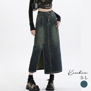 スカート《スリットロングデニムスカート 全3サイズ》