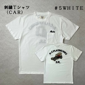 刺繍Tシャツ（車）日本製　アメカジ　ストリート　カジュアル　ポケットTシャツ　ヘビーウェイト