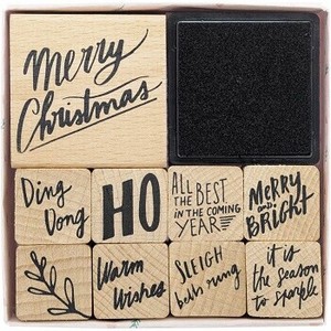 ［輸入スタンプ ］RICO DESIGN スタンプ セット☆レタリング クリスマス リーフ☆