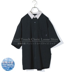 【SPECIAL PRICE】接触冷感ナチュラルストレッチポリエステル クレリック ルーズサイズ 半袖シャツ