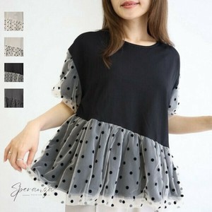 【再入荷】ドットシフォン切替トップス