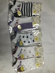 婦人綿混柄ショートソックス(みみつき）