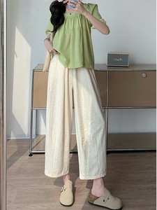 ワイドパンツ 夏 アイスシルク ストレート   無地  ゆったり  快適 レディースファッション LZ38