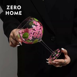 手描き ガラスコップ 気高い ハイフット ワイングラス