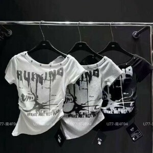 ビス付フロントプリントカシュクールTシャツ