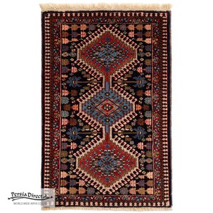 ペルシャ　絨毯　手織り　イラン　オーガニックウール　玄関マットM　60×91cm　C662_BL