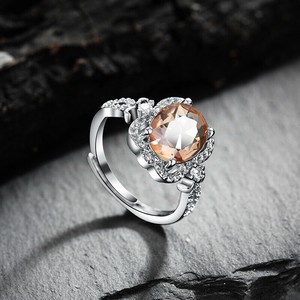 韓国　水晶　リング 指輪　 リング フリーサイズ　シルバー925メッキ S925リング　シルバー925