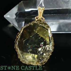 ☆一点物☆【ペンダントトップ】レインボーシトリンクォーツ タンブルカット (14K) No.46