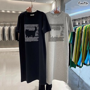 猫モチーフ半袖Tシャツワンピース コットン ゆったり カジュアル 夏 【2025SS】 ONA2041
