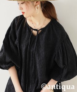 [antiqua] Button Shirt/Blouse Indian Cotton Half Sleeve Ladies fashion